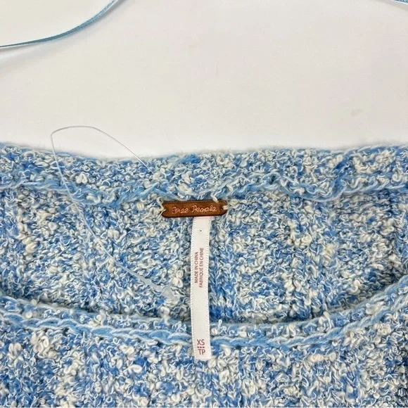 Free People Blue Boxy Oversized Knit Good Day Pullover Sweater - Picture 4 of 6